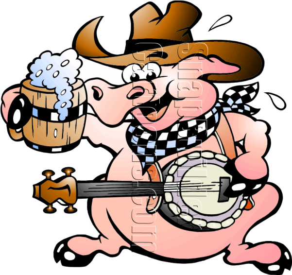 Cowboy Pig Cartoon Clipart (600x600), Png Download