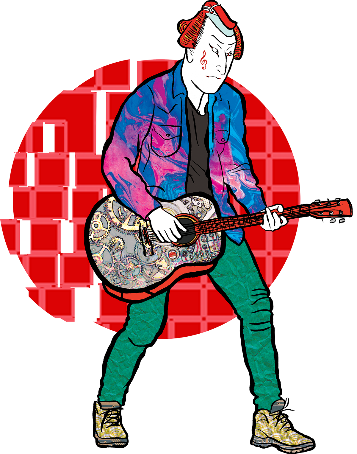 Guitar Boy - Cartoon Clipart (1200x1524), Png Download