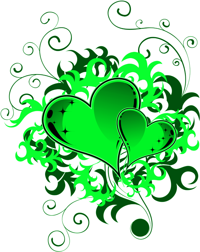 Mq Green Hearts Hearts Swirls Swirl - Background Clipart (1024x1024), Png Download