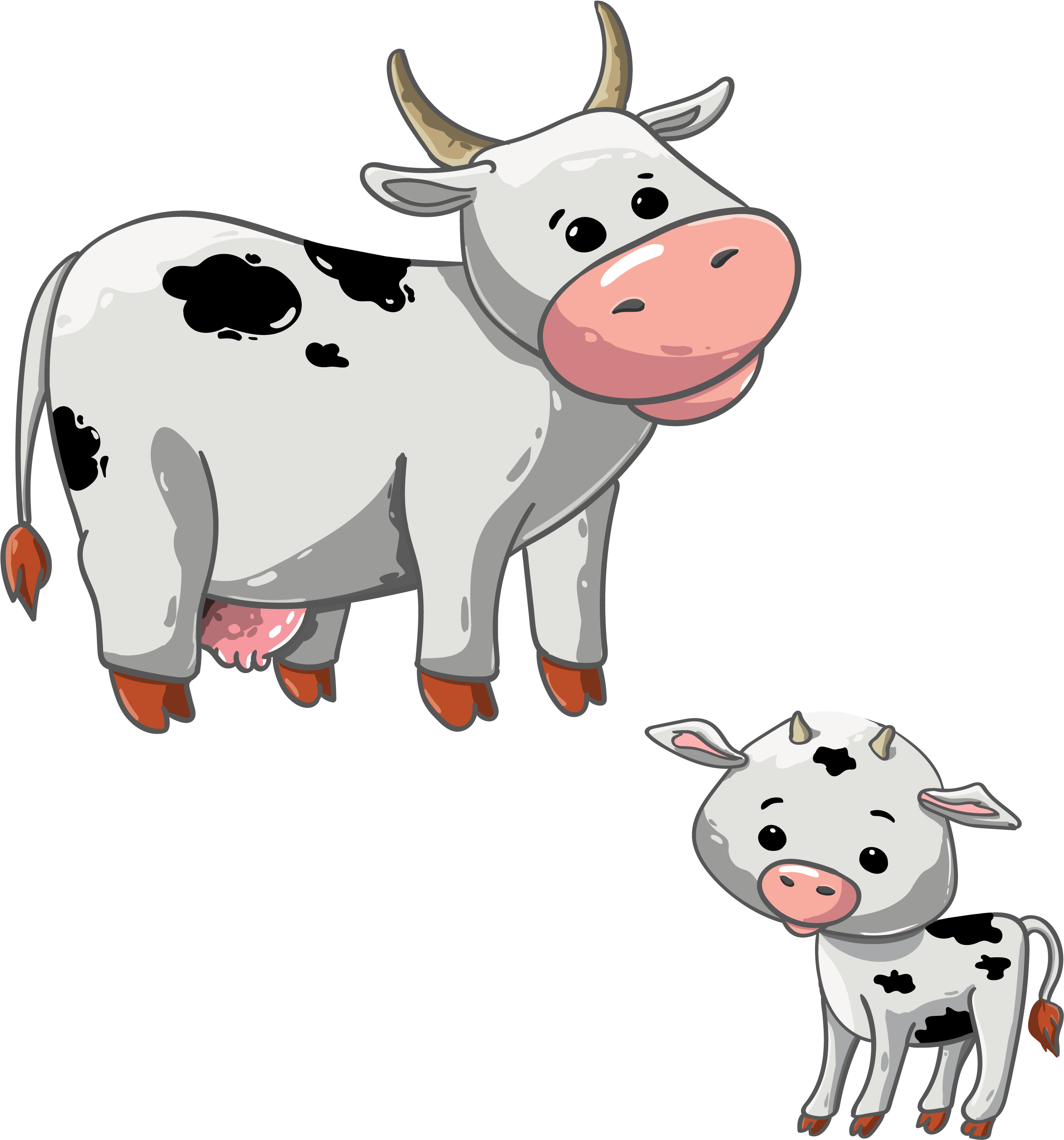 Download Cartoon Cow And Calf Cow And Calf Clipart Png Transparent