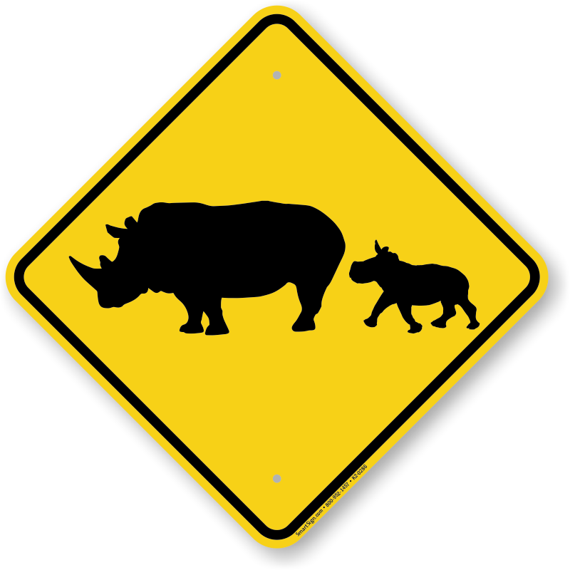 Rhinoceros With Calf Crossing Sign - Graphics And More Rhinocerous Chalkboard Vinyl Wall Clipart (800x800), Png Download