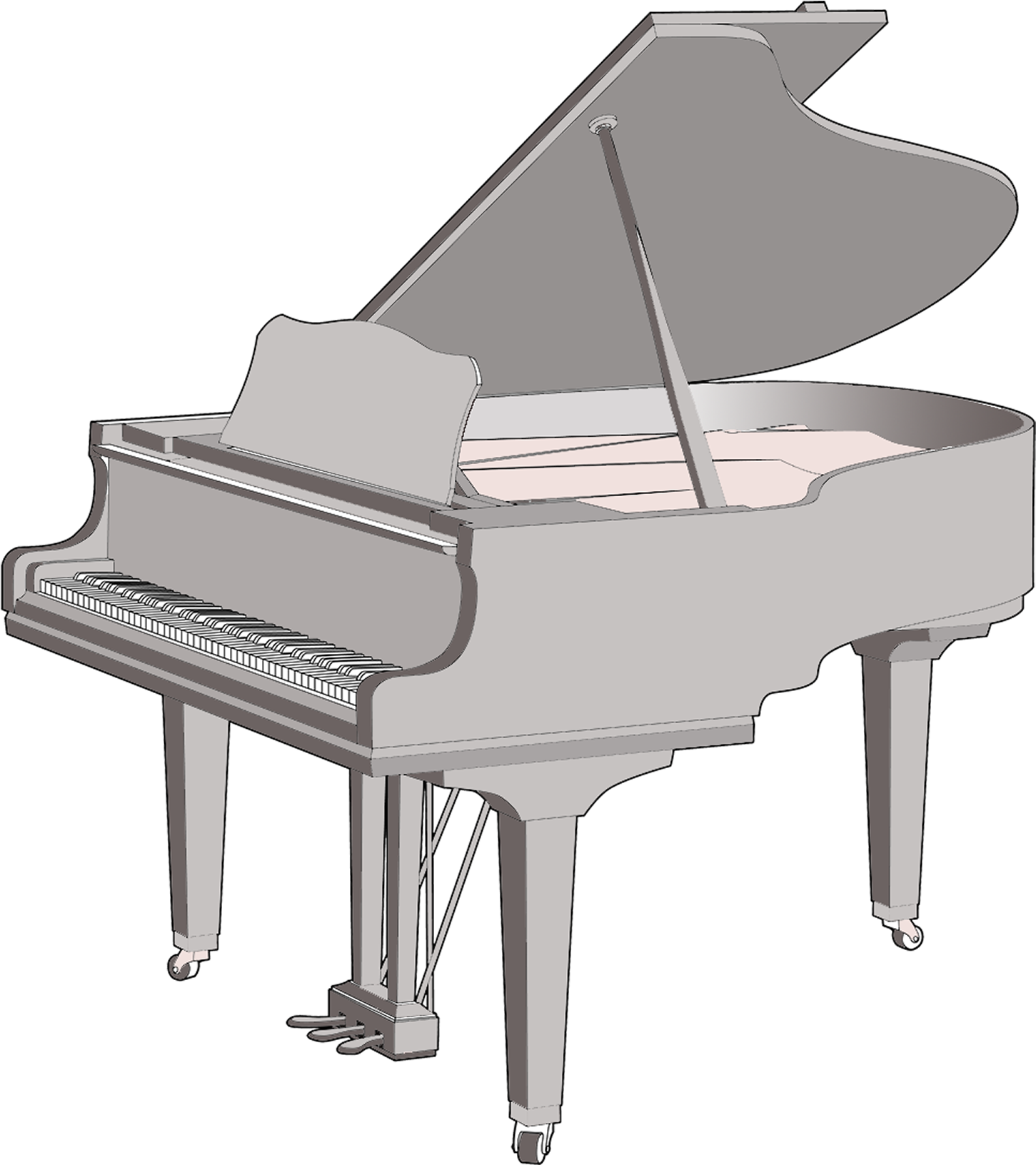 Grand Piano - Gray Piano Transparent Clipart (1800x1800), Png Download