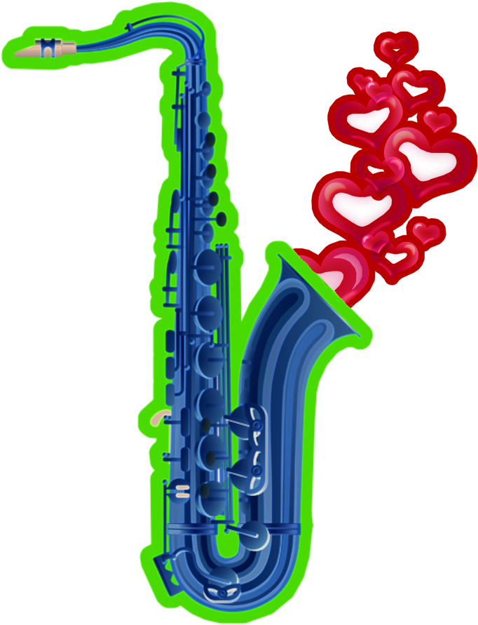Saxaphone Day Sax Blues Neon Hearts Bubbles Blue Clipart (1024x1024), Png Download