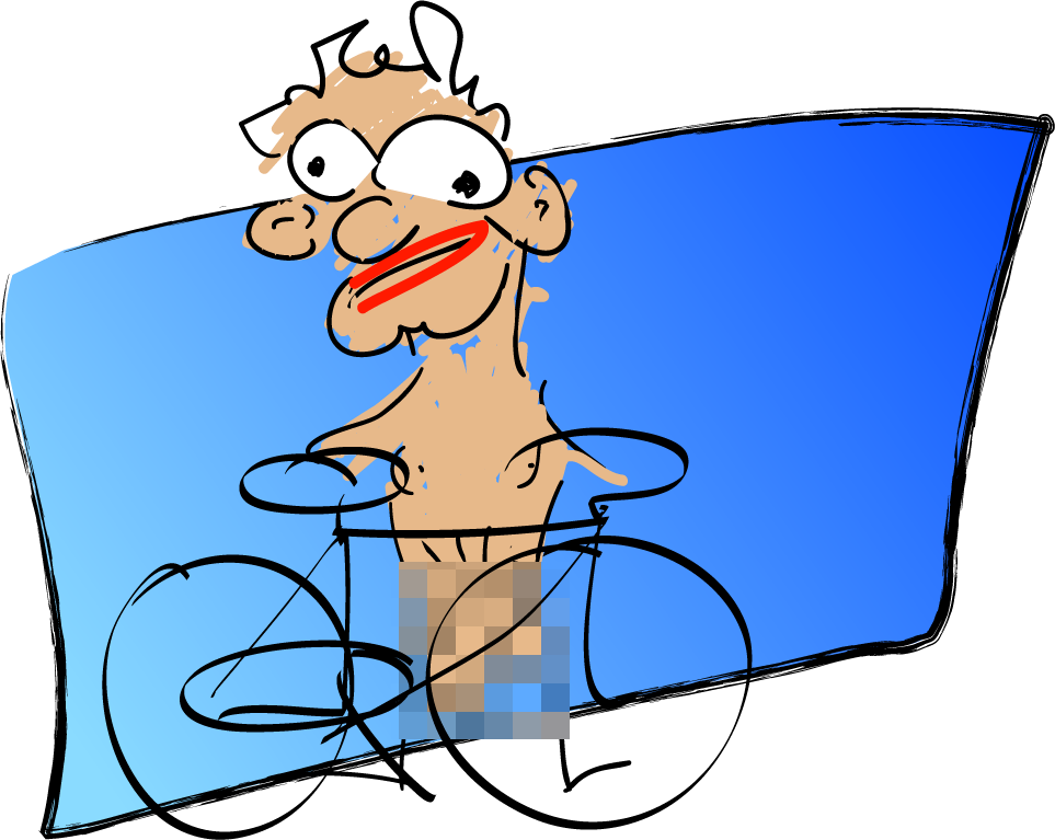 Nude Cycling - Cartoon Clipart (963x767), Png Download
