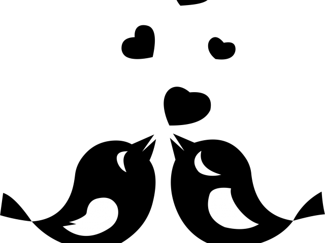 Brds Clipart Love Bird - Love Birds Clipart Black And White - Png Download (640x480), Png Download