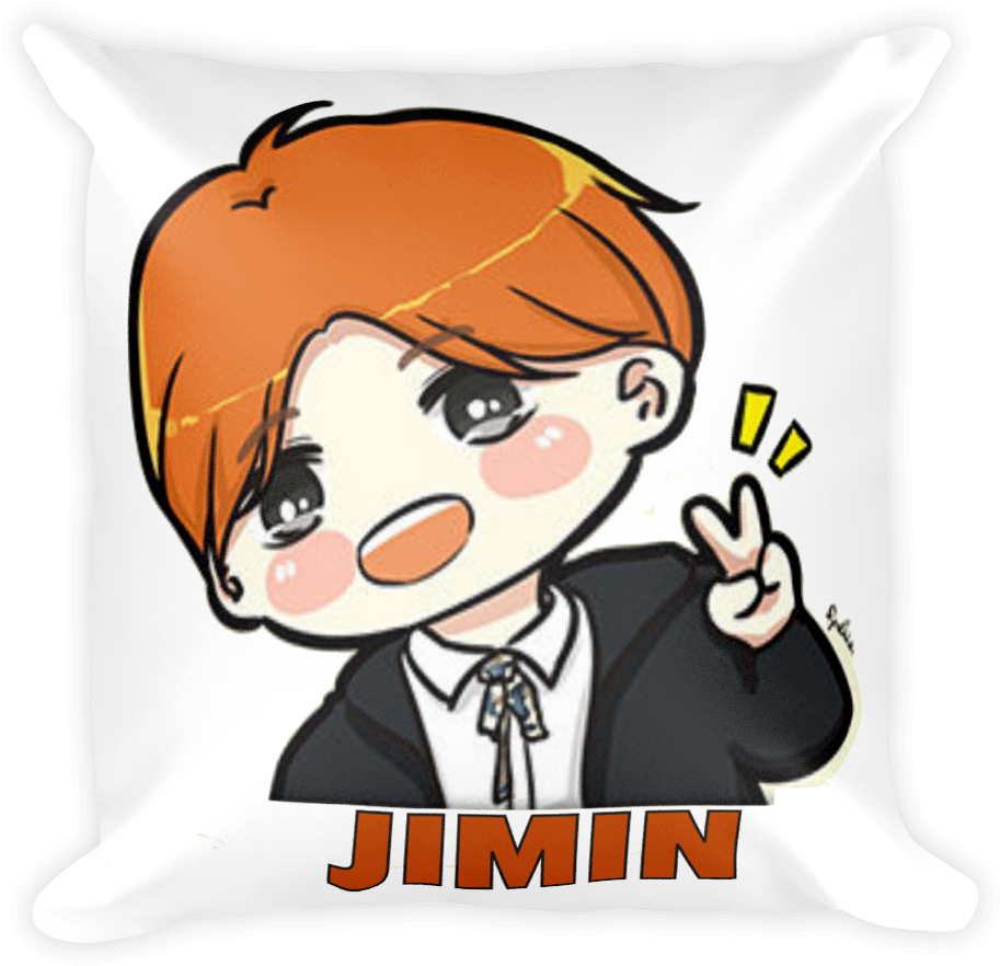 Bts Jimin Square Pillow - Bts Cartoon Broosh Clipart (1000x1000), Png Download
