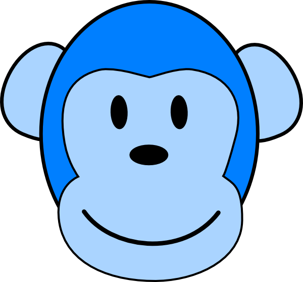 Blue Monkey Face Clipart - Png Download (600x560), Png Download