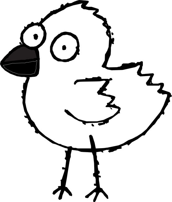 Twitter Bird Tweet Tweet 53 555px - Black And White Cartoon Bird Clipart (555x653), Png Download