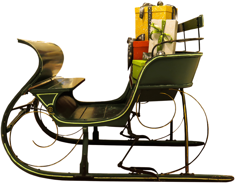 Santa Claus Sleigh Presents On Seat - 썰매 Png Clipart (1280x948), Png Download