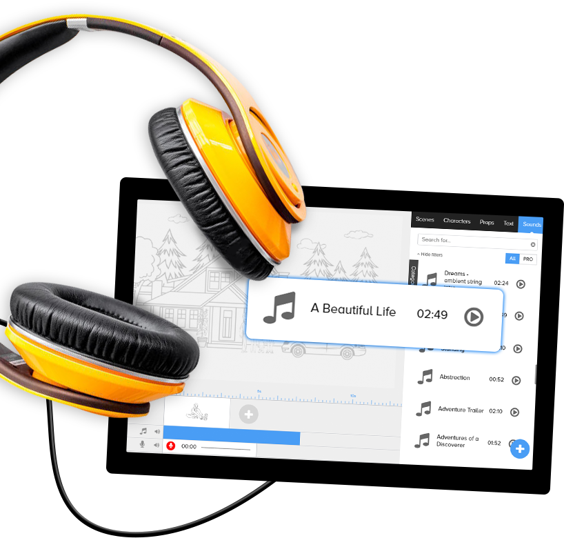 Complete With Royalty Free Audio Music Tracks, Perfect - Headphones Clipart (818x780), Png Download