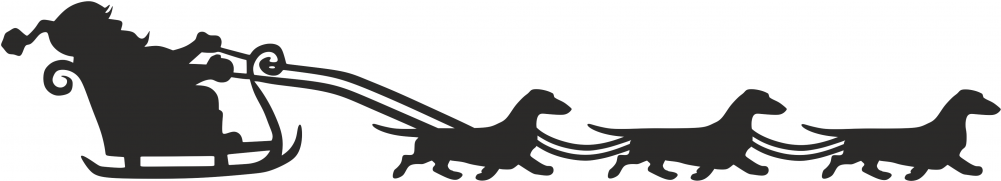 Dachshund Smooth Haired Santa Sleigh - Dachshund Sleigh Clipart (1000x1000), Png Download