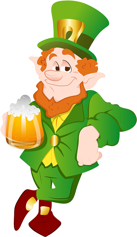 Tubes St - Leprechaun Drinking Clipart (555x954), Png Download