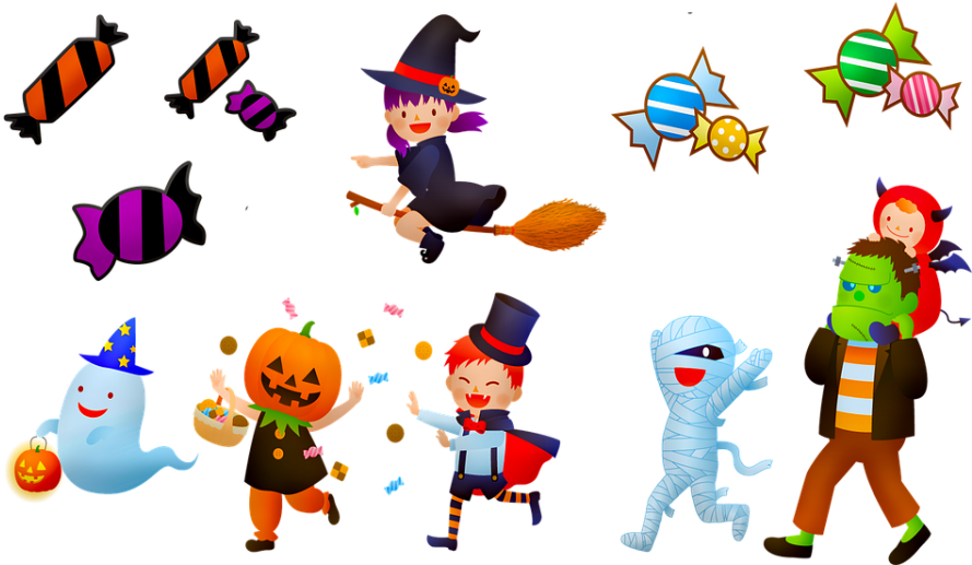 Halloween Dress Code - Halloween Süßigkeiten Cartoon Clipart (900x533), Png Download