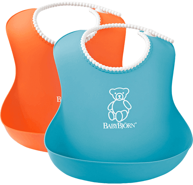 Babybjorn Soft Bib, Orange/turquoise, 2 Pack Clipart (671x643), Png Download