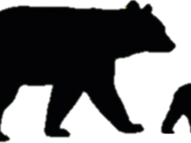 Bear Cub Clipart Sitting Bear - Bear And Cub Silhouette - Png Download (640x480), Png Download