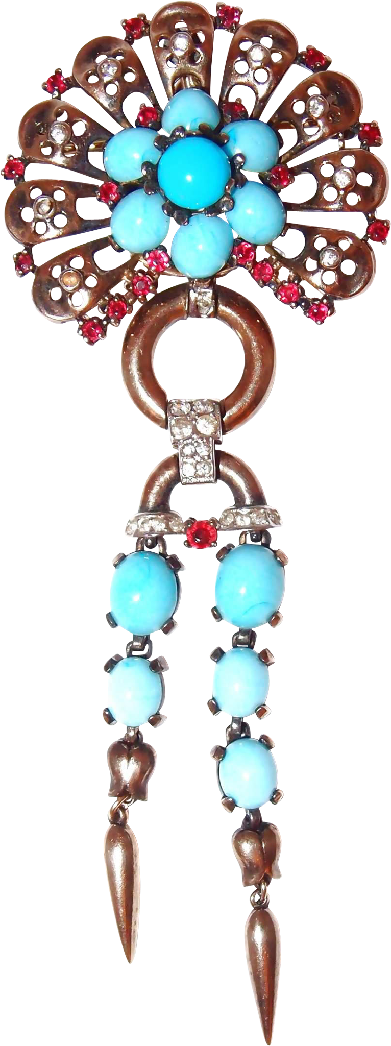 1946 Alfred Philippe Crown Trifari Turquoise Sterling - Trifari Clipart (2048x2048), Png Download