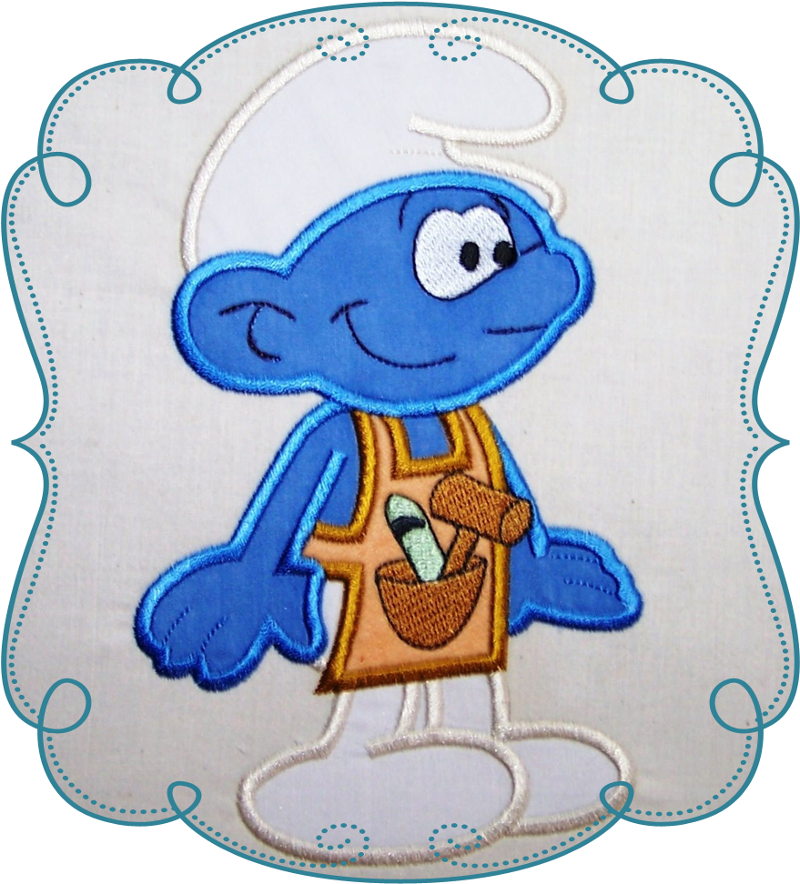 Smurf Applique Machine Embroidery Design Pattern-instant - Appliqué Clipart (1000x1000), Png Download