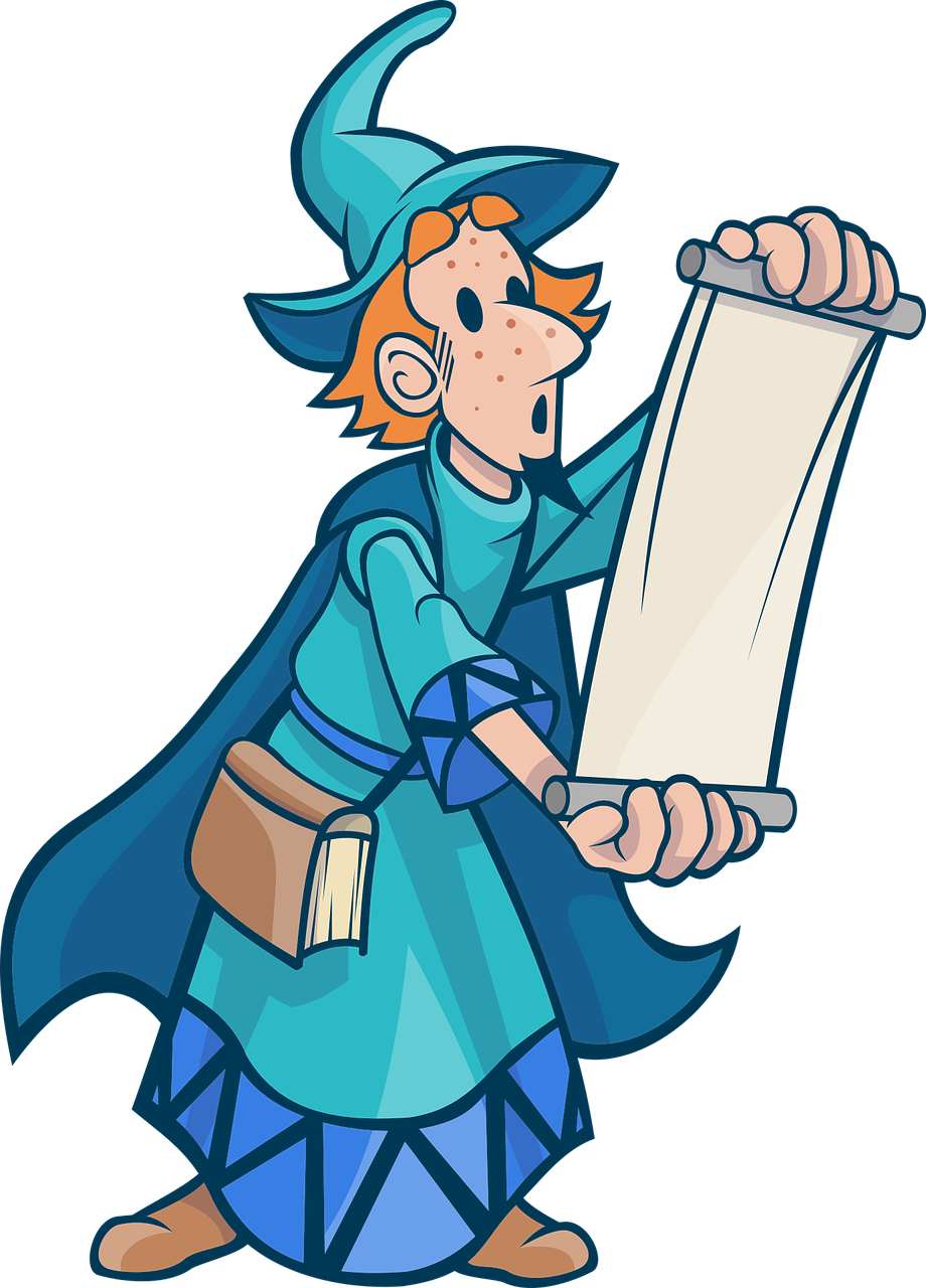 Cartoon Man Reading A Scroll Clipart (500x695), Png Download