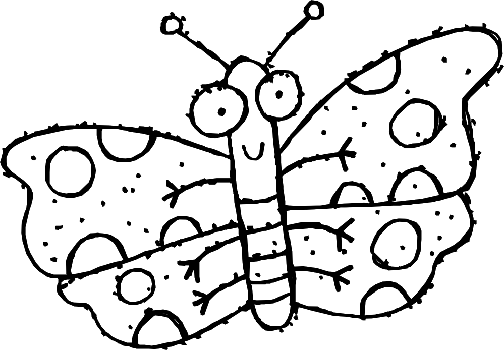 Butterfly 43 Black White Line Art Coloring Book Colouring - Butterfly Birthday Second Ornament (round) Clipart (999x694), Png Download