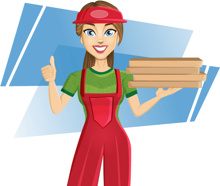 Girl - Pizza Delivery Girl Cartoon Clipart (761x664), Png Download