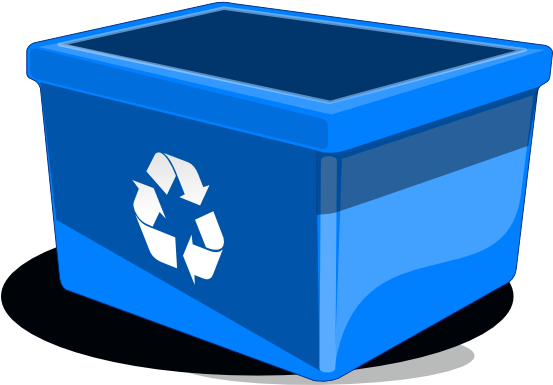 Cartoon Blue Recycle Bin Clipart (552x596), Png Download