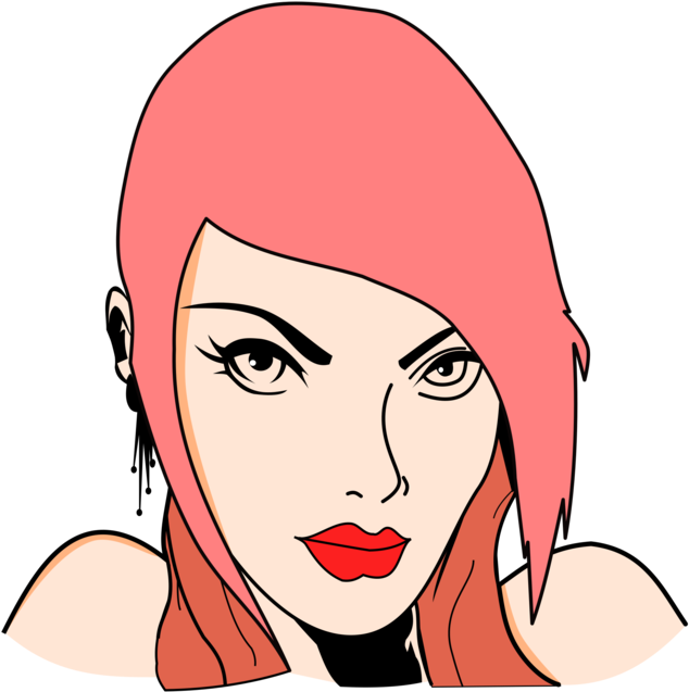 Woman Eye Computer Icons Girl Hair - Desenho Cabeleireira Cabelo Rosa Clipart (750x750), Png Download