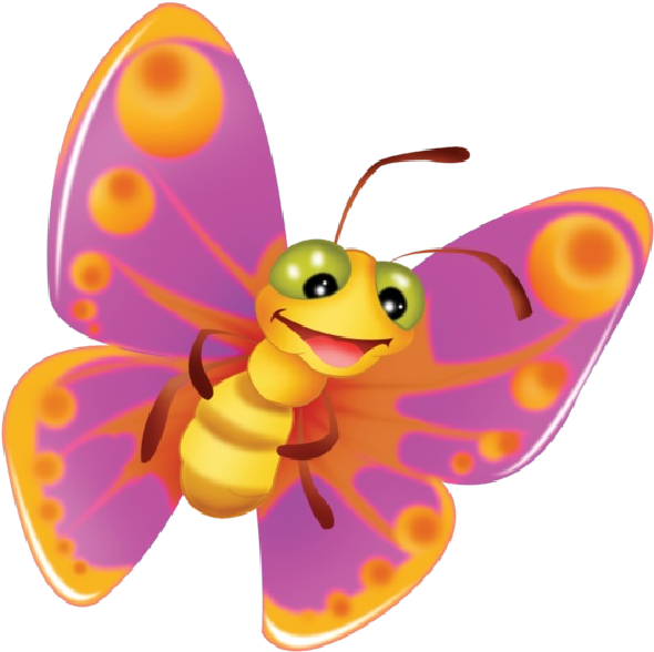 Cute Butterfly Cartoon Clip Art Images On A Transparent - Butterfly Cartoon No Background - Png Download (600x600), Png Download