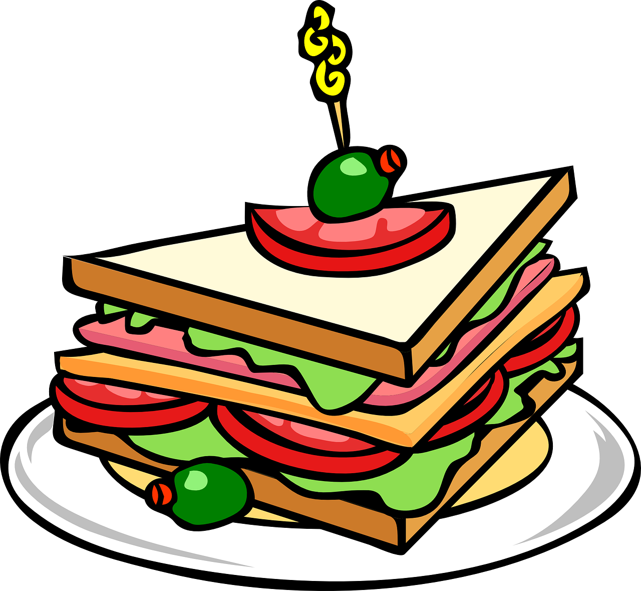 Clip Transparent Download Food Services Plainville - Sandwich Clip Art - Png Download (1280x1179), Png Download