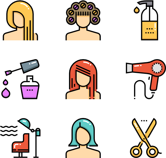 Hairdressing Salon Color Icons - Картинки Вектор Парикмахер Clipart (600x564), Png Download