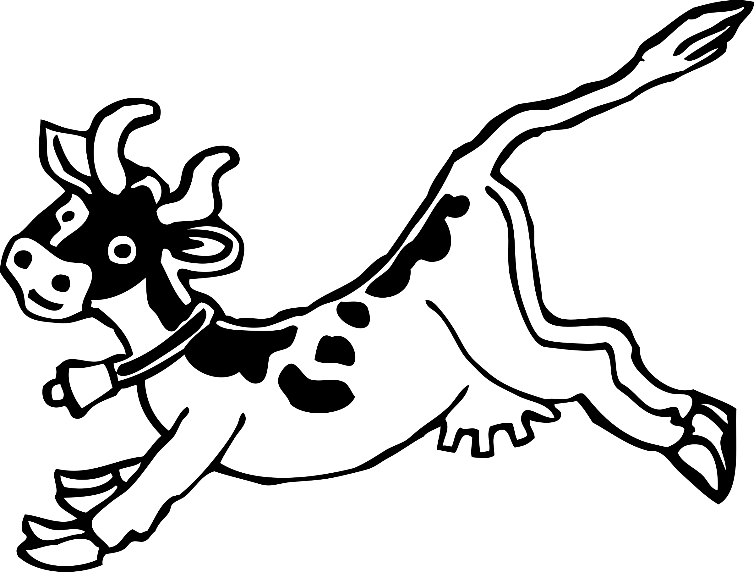 Clipart - Draw A Cow Running - Png Download (2400x1820), Png Download