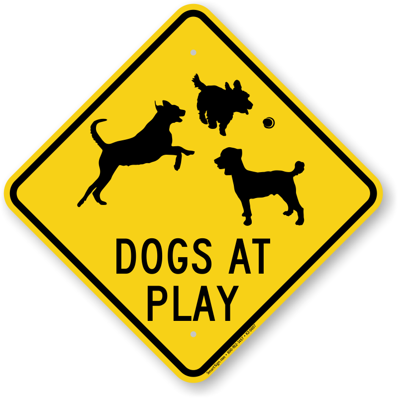 Dogs At Plays Caution Sign - Dead End Clipart (800x800), Png Download