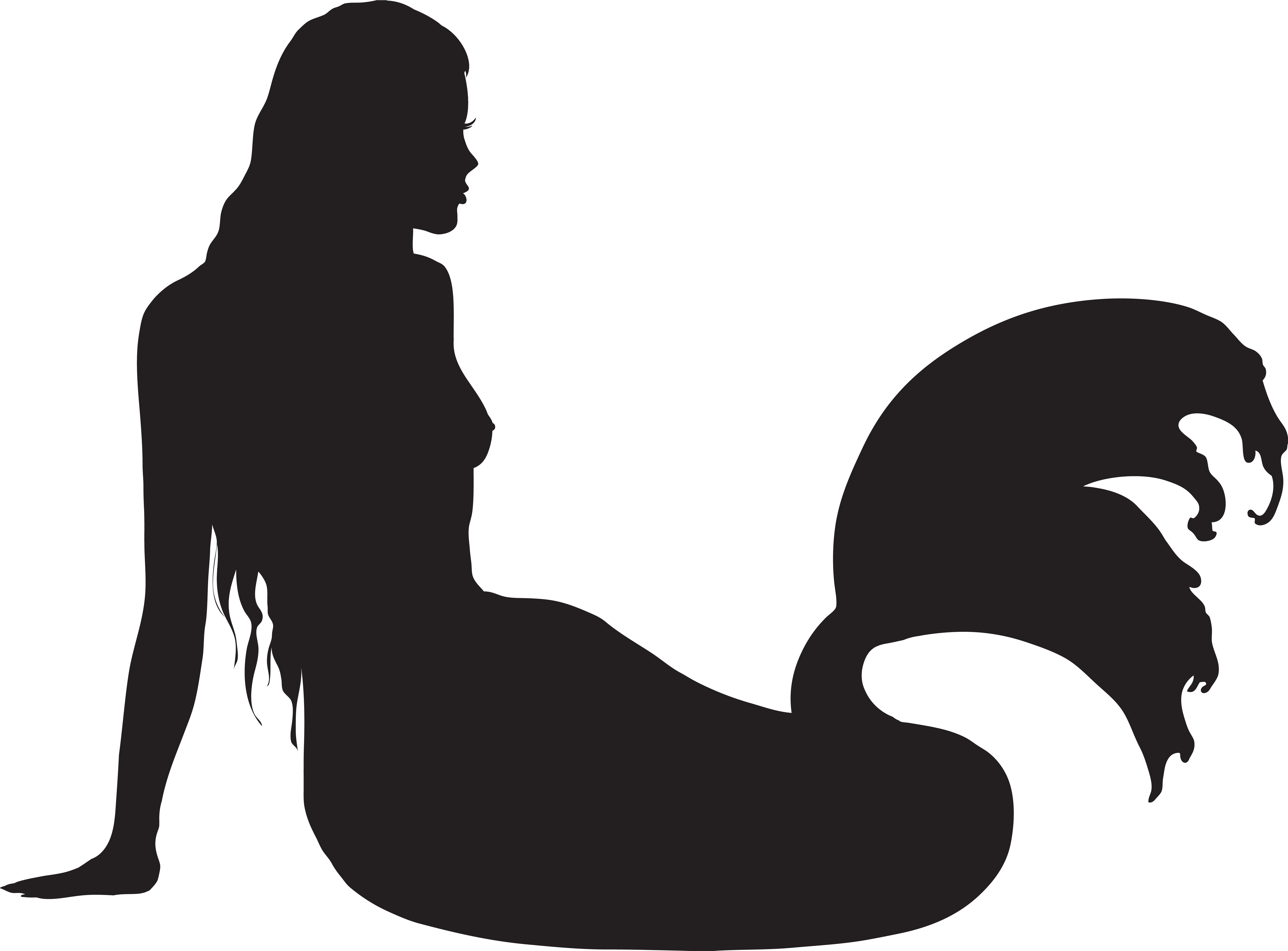 Png Royalty Free Library Sitting Silhouette Png Clip - Transparent Mermaid Silhouette Png (8000x5910), Png Download
