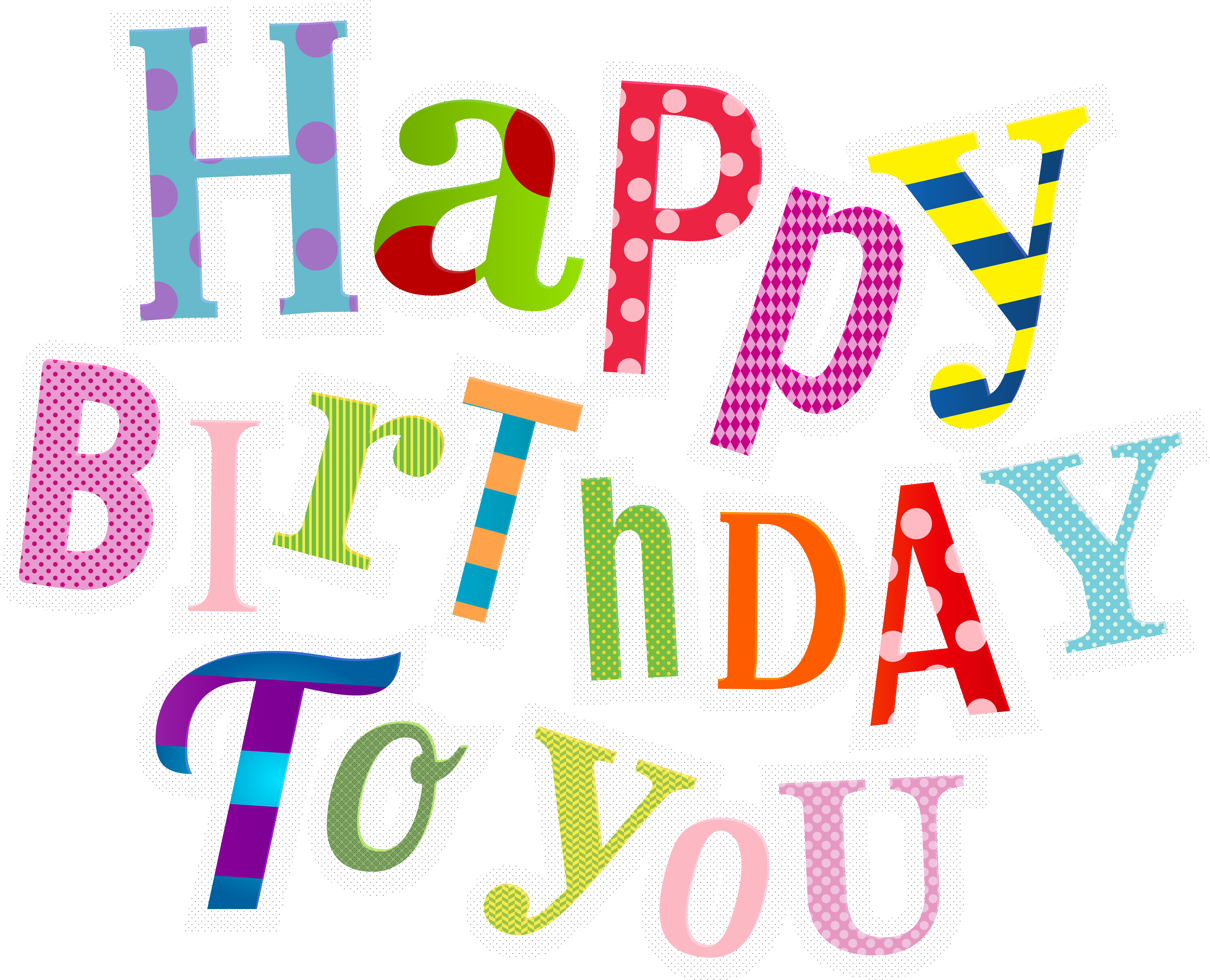 Happy Birthday Colorful Greeting Clipart (6000x5072), Png Download