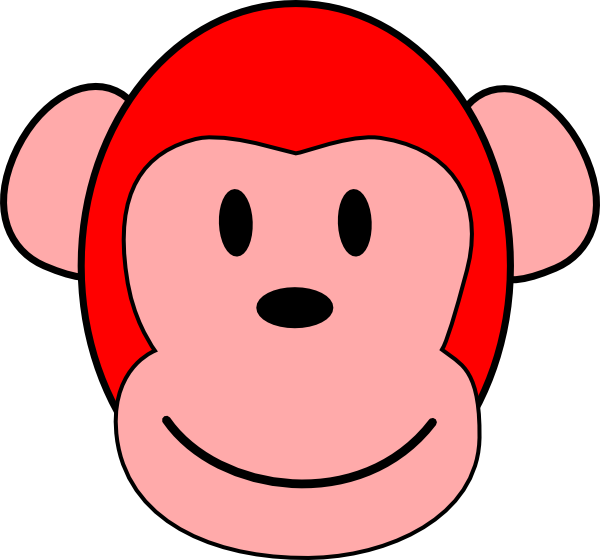 Red Clip Art At - Girl Monkey Face Cartoon - Png Download (600x560), Png Download