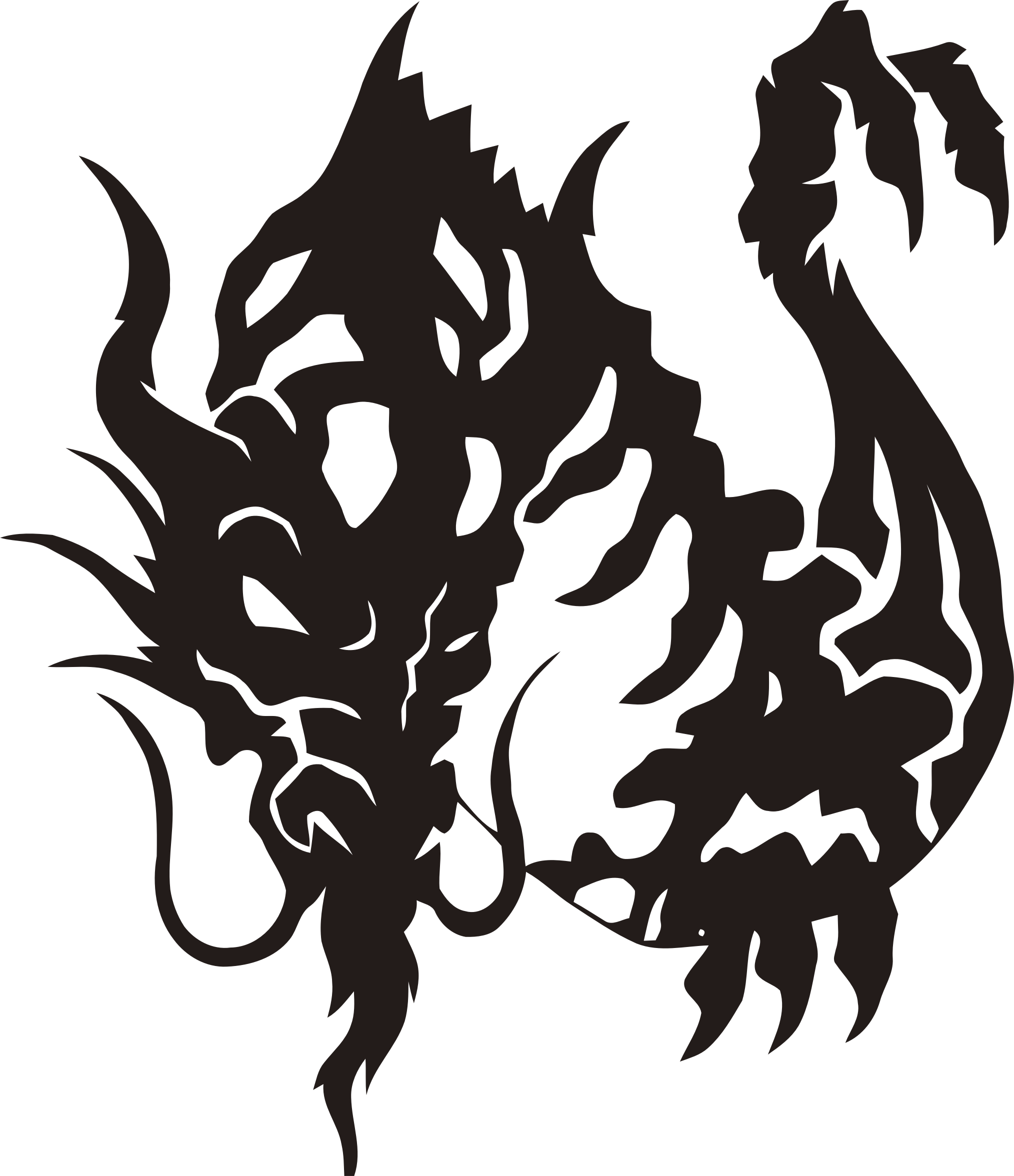 Clipart Tribal Dragon - Tattoo Dragon Tribal Fille - Png Download (2028x2352), Png Download