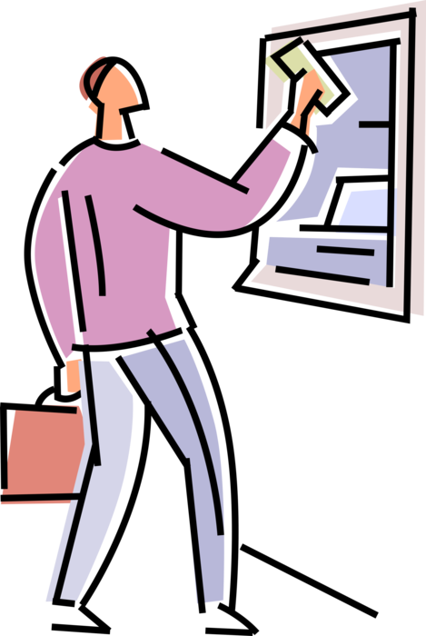 Vector Illustration Of Withdrawing Cash Money Dollars - Geld Abheben Clipart - Png Download (469x700), Png Download