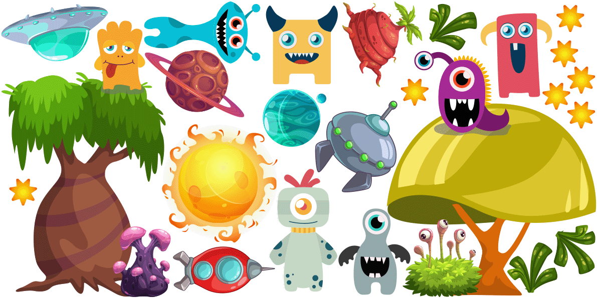 Sticker Le Monde Extraterrestre Ambiance Sticker Col - Cartoon Clipart (1200x1200), Png Download