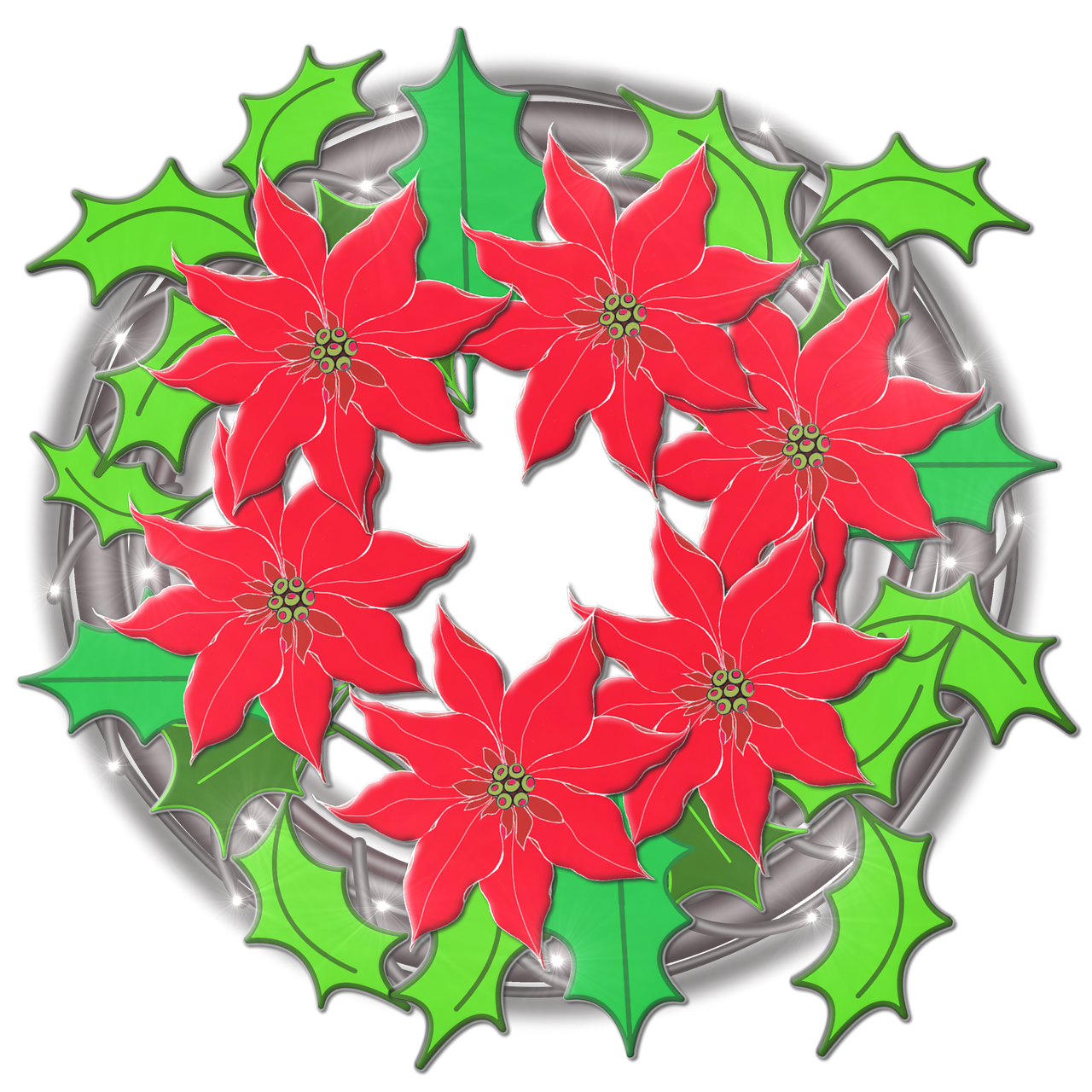 Christmas Decoration Wreath Poinsettia - ของ ตกแต่ง Christmas Png Clipart (1280x1280), Png Download