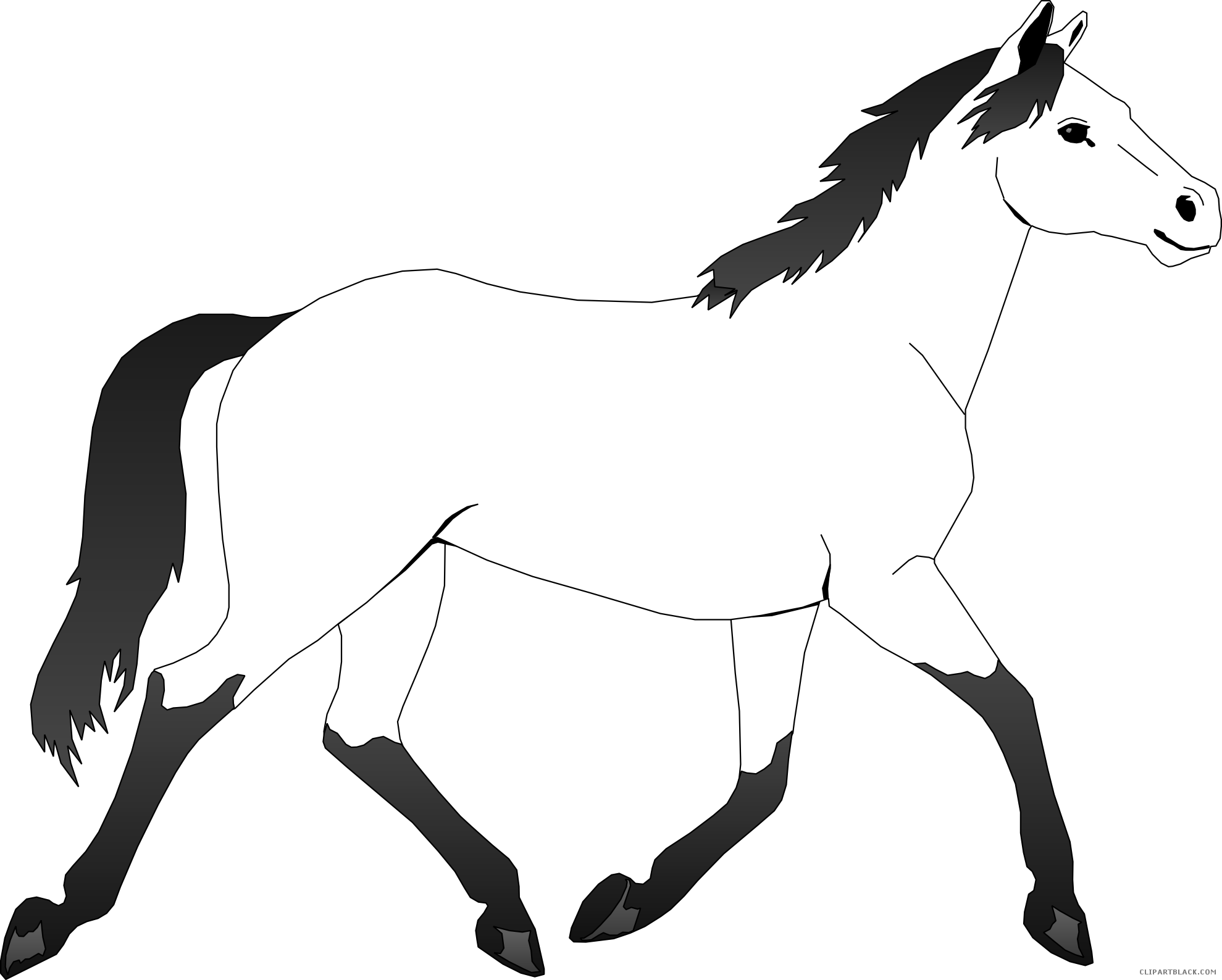 Horse Outline Animal Free Black White Clipart Images - Pretty Horse Horse Colouring Pages - Png Download (1979x1587), Png Download