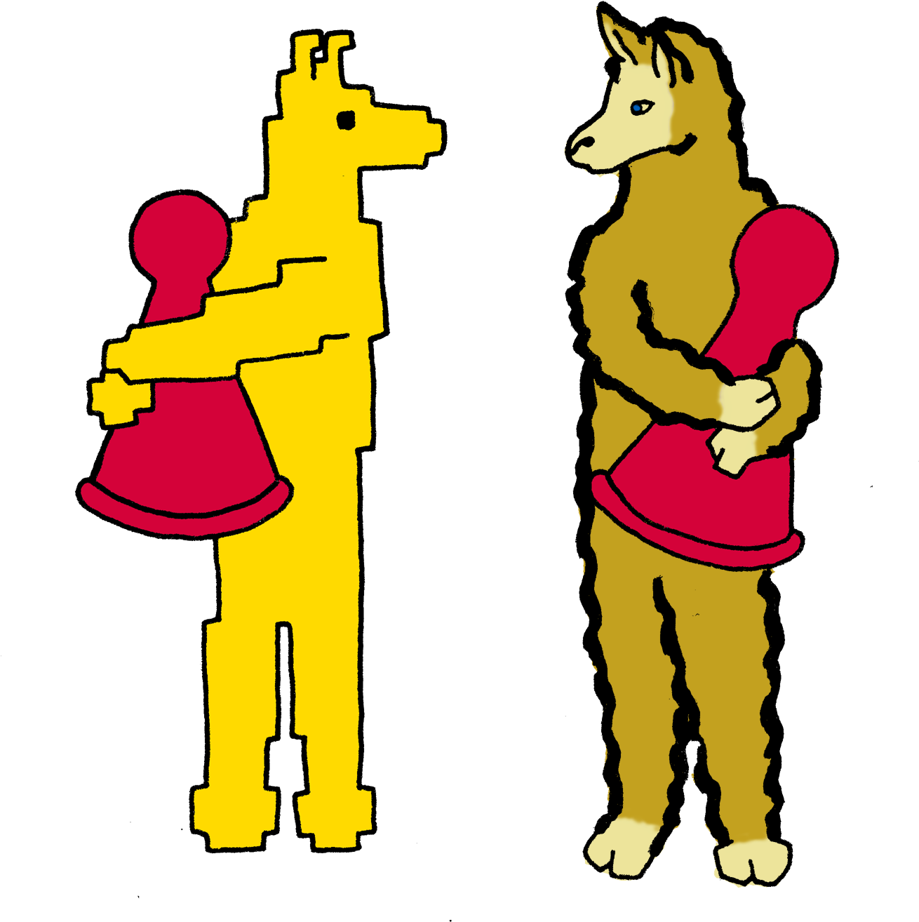Data Theory Play Llamas Holding Board Game Pieces - Cartoon Clipart (1620x1397), Png Download