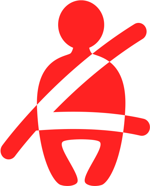 Seatbelt Symbol In Red - Gurt Kontrollleuchte Clipart (600x600), Png Download