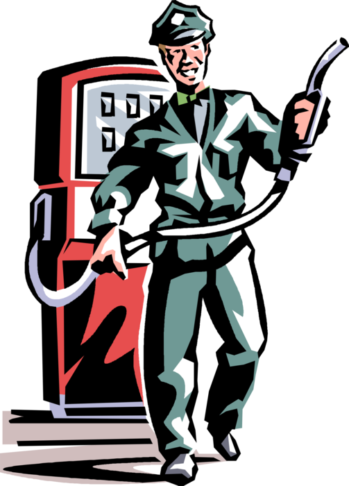 Vector Illustration Of Friendly Service Station Employee - Cartoon Clipart (503x700), Png Download
