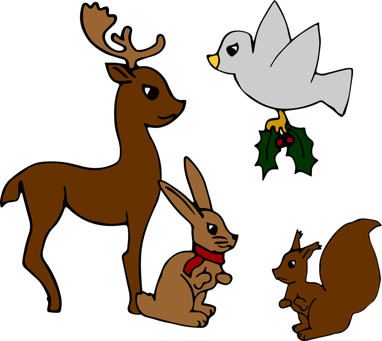 Christmas Animals Bird - Christmas Day Clipart (1280x1143), Png Download