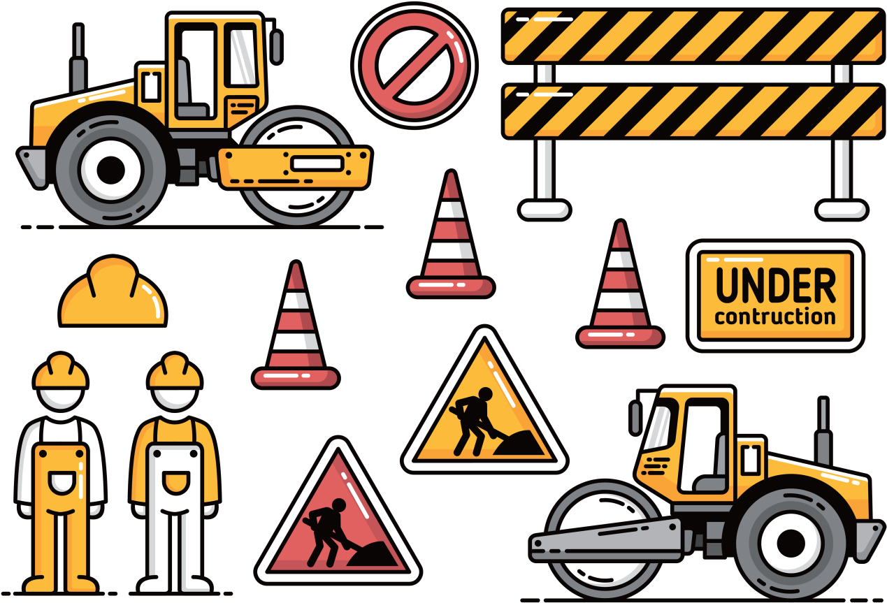 Construção De Estradas Com Ícones De Vetores Rodoviários - Vector Icons Road Construction Png Clipart (1400x980), Png Download