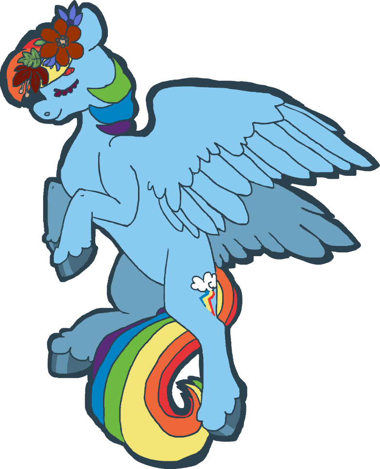 Weepysheep, Floral Head Wreath, Pegasus, Pony, Rainbow - Cartoon Clipart (782x963), Png Download