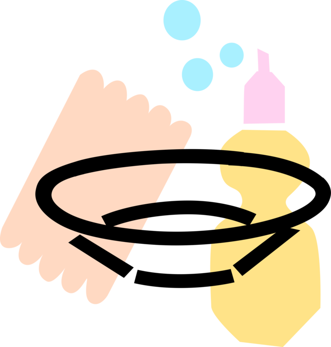 Vector Illustration Of Bowls And Dish Soap With Dish Clipart (667x700), Png Download