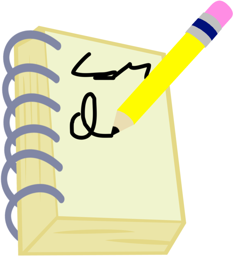 Black And White Stock Clipart Notebook And Pencil - Mlp Notebook Cutie Mark - Png Download (851x938), Png Download