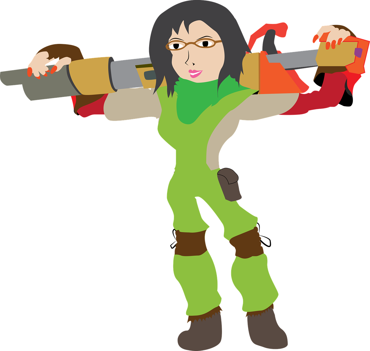 Girl With A Gun,girl With Glasses,transparent,sexy - Cartoon Clipart (1280x1214), Png Download