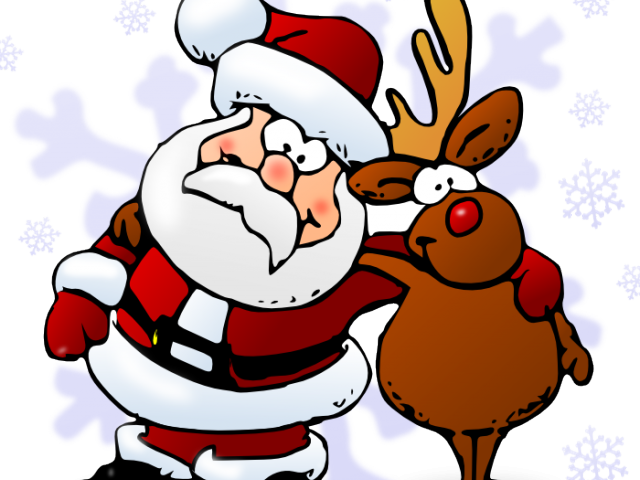 Friends Clipart Xmas - Santa And Rudolph Cartoon - Png Download (640x480), Png Download