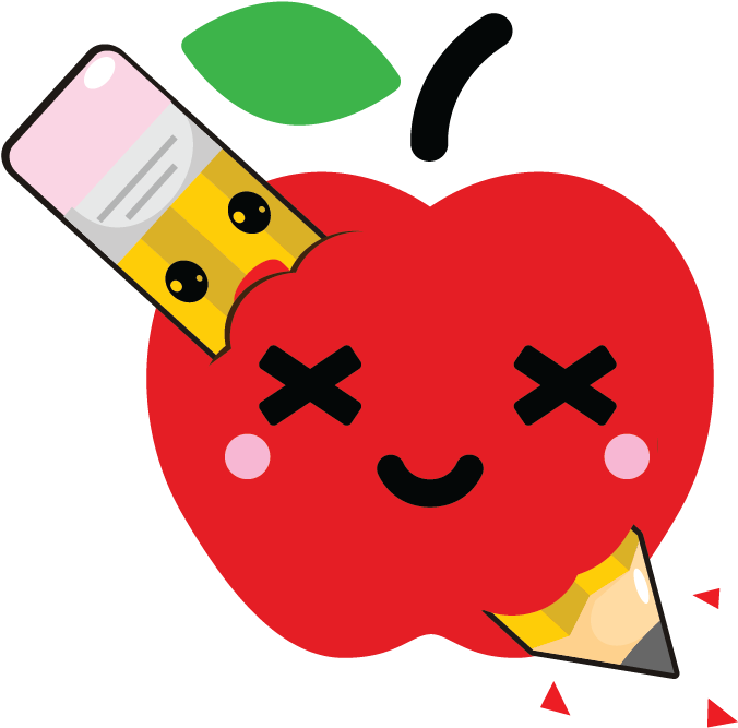 Kawaii Fruits And Pens Messages Sticker-4 - Clip Art - Png Download (850x850), Png Download